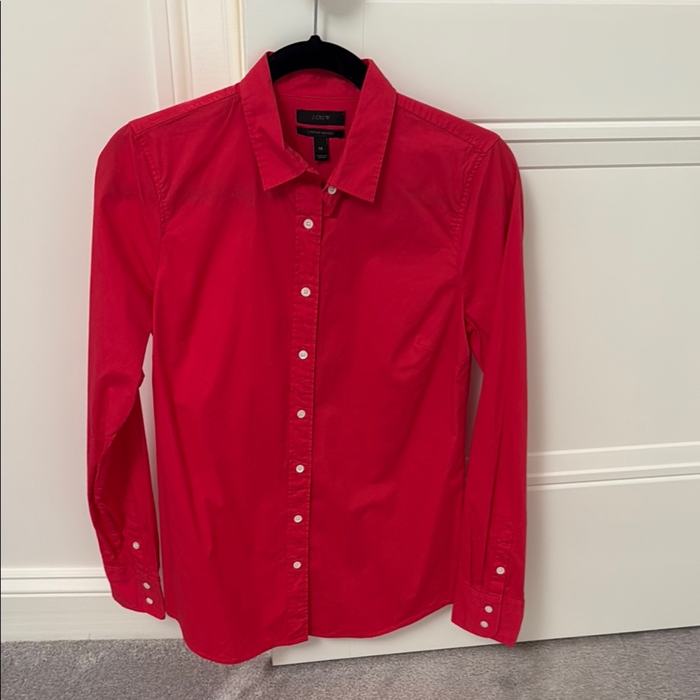 J.Crew Vibrant Red Button-Up Shirt